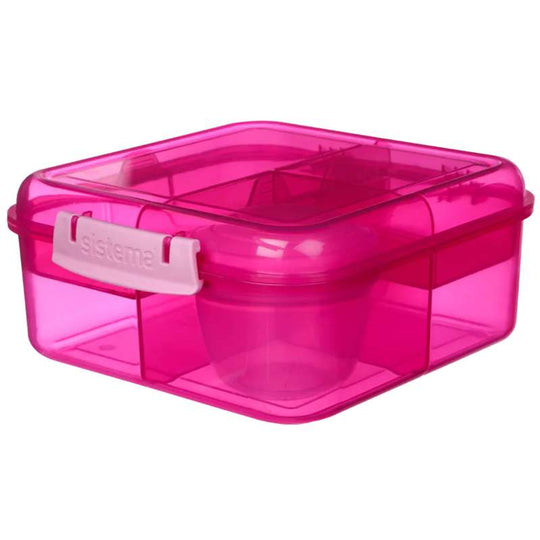 Sistema Bento Matlåda - Fackindelad med Bägare - 1,25L - Rosa