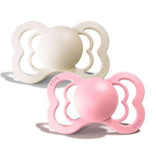 BIBS Supreme Napp - 2-Pack - Stl 1 - Silikon - Ivory/Baby Pink