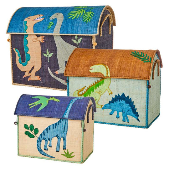 RICE Raffia Förvaringshus - Dinosaur - 3 st.