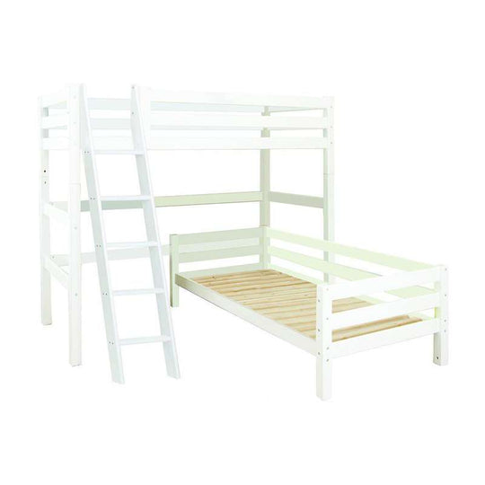 Hoppekids ECO Luxury Våningssäng Vinkelkombi 90x200cm med lutande stege - Vit