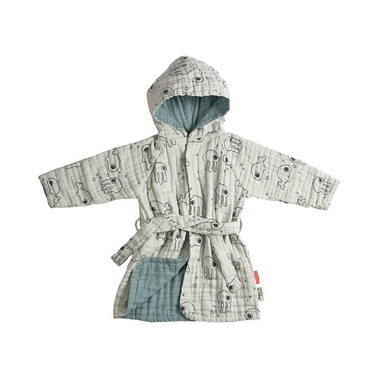 Done by Deer Badekåbe Sea Friends - blå-Babyhåndklæde-Mammashop.dk