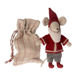 Maileg Jultomte Mus m. Säck i Liten Pepparkakshus