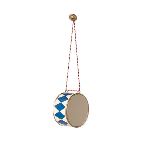 Maileg Juleornament i Metal - Tromme - Stor - Mørk Blå