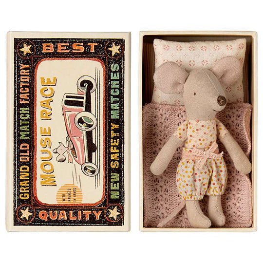 Maileg Lillesøster Mus i Tændstikæske