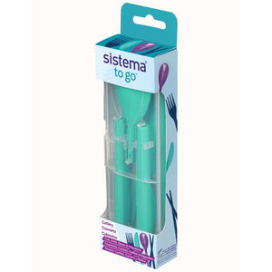Sistema Madpakketilbehør - To Go Bestiksæt m. Beholder - Minty Teal