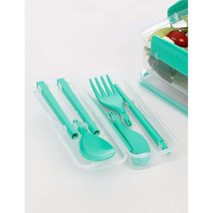 Sistema Madpakketilbehør - To Go Bestiksæt m. Beholder - Minty Teal