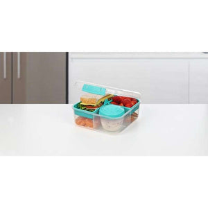 Sistema Bento Matlåda - Fackindelad med Bägare - 1,25L - Klar/Minty Teal