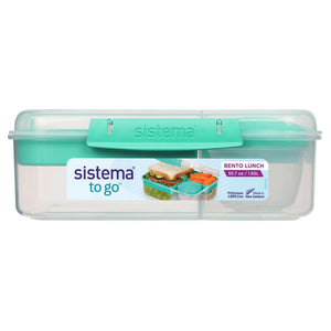 Sistema Bento Matlåda - Fackindelad med Bägare - 1,65L - Klar/Minty Teal