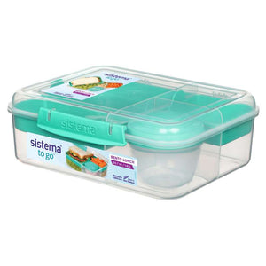 Sistema Bento Matlåda - Fackindelad med Bägare - 1,65L - Klar/Minty Teal