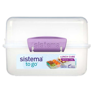 System Behållare för Matförvaring - Lunch Cube To Go - 1,4 L. - Klar/Misty Purple