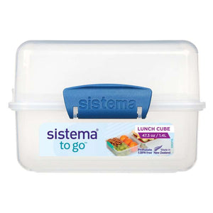 System Behållare för Matförvaring - Lunch Cube To Go - 1,4 L. - Klar/Ocean Blue