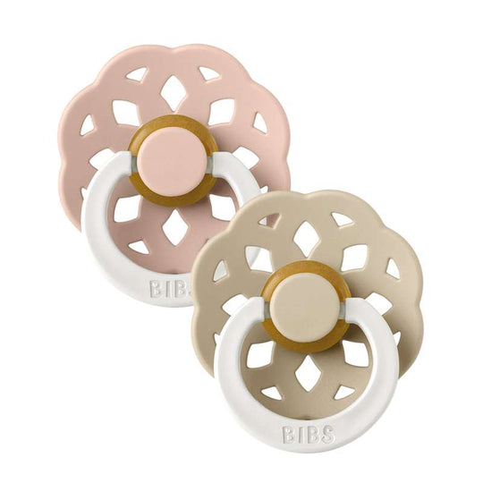 BIBS Boheme Napp - 2-Pack - Stl 1 - Naturgummi - GLOW - Blush/Vanilla
