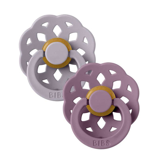 BIBS Boheme Napp - 2-Pack - Stl 1 - Naturgummi - Fossil Grey/Mauve