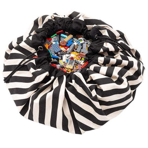 Play & Go 2-i-1 Förvaringsmatta/lekmatte - Stripes Black