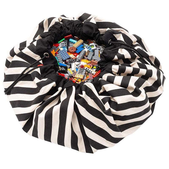 Play & Go 2-i-1 Förvaringsmatta/lekmatte - Stripes Black
