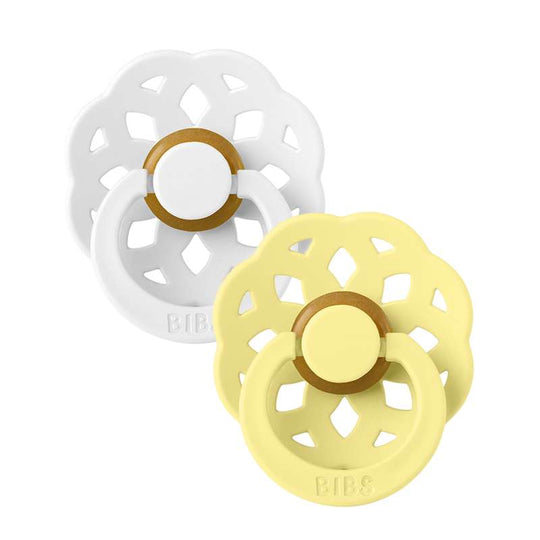 BIBS Boheme Napp - 2-Pack - Stl 1 - Naturgummi - White/Sunshine