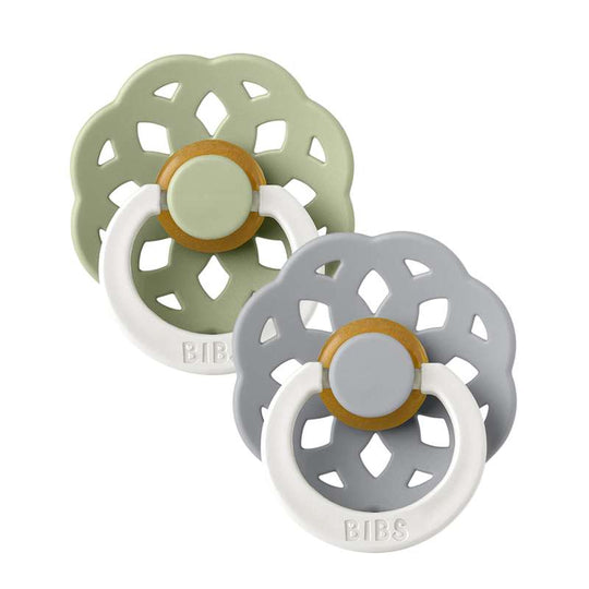 BIBS Boheme Napp - 2-Pack - Stl 1 - Naturgummi - GLOW - Sage/Cloud