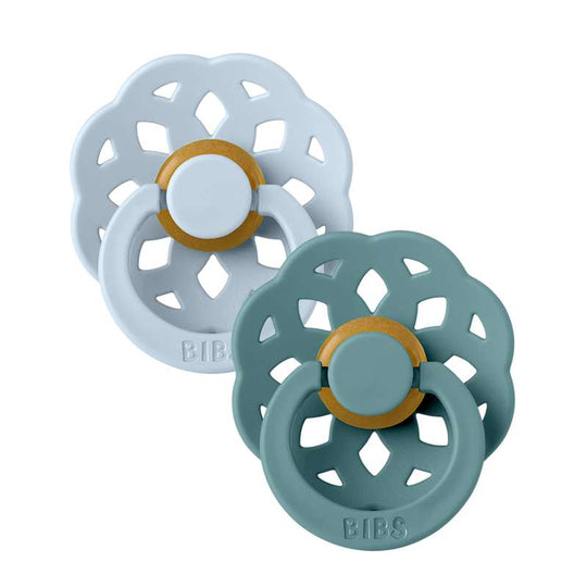 BIBS Boheme Napp - 2-Pack - Stl 1 - Naturgummi - Baby Blue/Island Sea