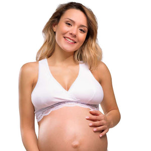 Carriwell New Mum Organic Crossover Amningsbh - Spets - Vit