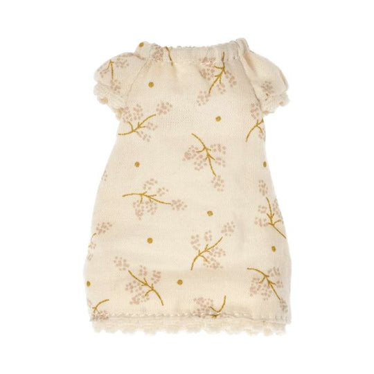 Maileg Kläder till Storasyster Mus - Nattlinne med Blommor (Råvit)