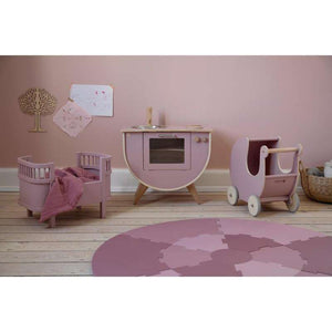 Sebra dockvagn i trä - Blossom Pink