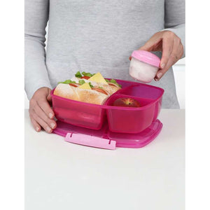 Sistema Matlåda - Trippel Split Lunch - Fackindelad med Bägare - 2L - Rosa