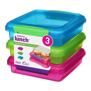 Systembehållare för matförvaring - 3-pack Sandwich Box - Lunch - 450 ml - Ass.