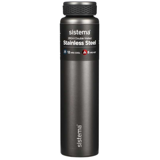 System Flask - Rostfritt stål - 280 ml - Mörkgrå