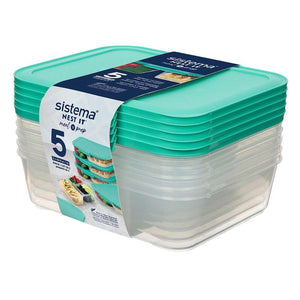 Sistema Meal Prep 5Pack - 1,9L - med 3 uppdelade rum - Minty Teal