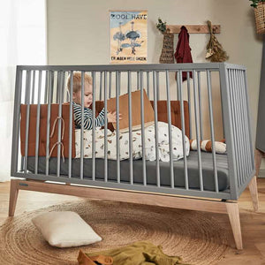 Leander Luna babysäng 60x120 cm - Grå/Ek