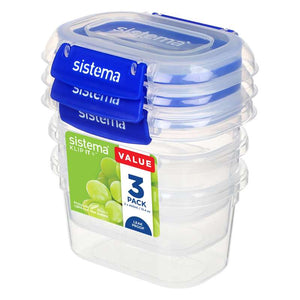 Sistema Rectangle Klip It Plus - 3-pack - 400 ml - Blå