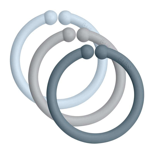 BIBS Loops - Upphängningsringar - 12-Pack - Baby Blue/Cloud/Petrol