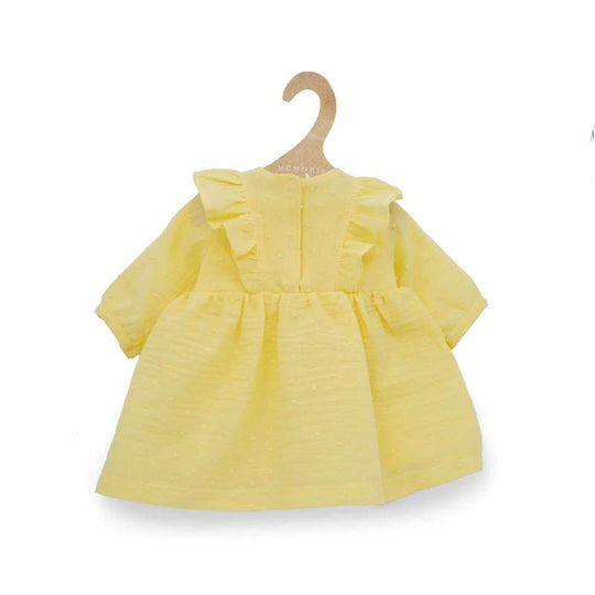 Memories by Así Dockkläder - 43-46 cm. - Långärmad Klänning - Ljusgul