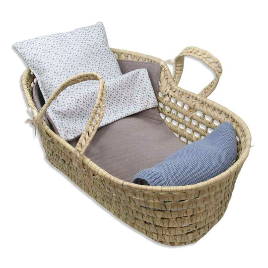 Memories by Así Docktillbehör - 43-46 cm. - Vävd dockvagn - med innehåll - Vintageprint