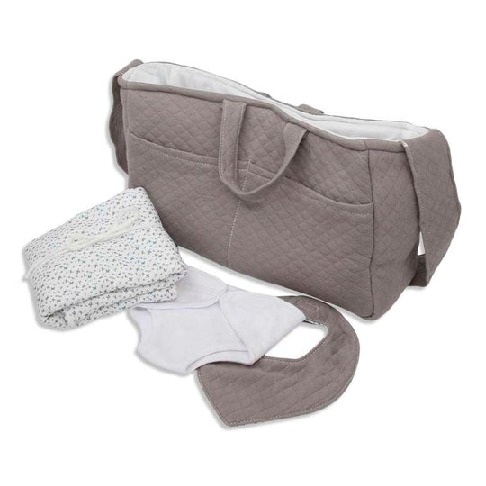 Memories by Así Docktillbehör - 43-46 cm. - Skötväska för docka - med innehåll - Grå