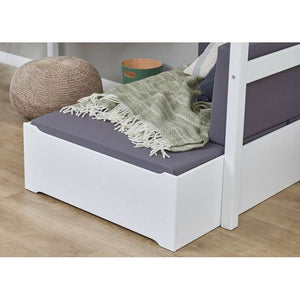 Hoppekids ECO Luxury MEGA-säng 90x200cm med lutande stege - samt loungemodul och bordsplatta - Flexibel inläggsbotten - Vit