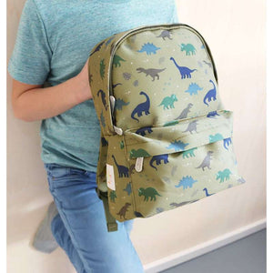 A Little Lovely Company Barnryggsäck - Dinosaur - Oliven
