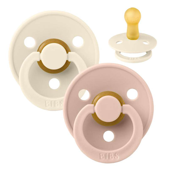 BIBS Rund Colour Napp - 2-Pack - Stl 2 - Naturgummi - Ivory/Blush