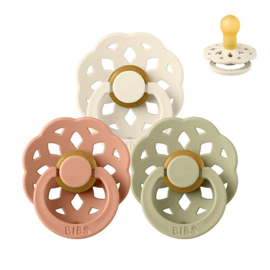 BIBS Rund Boheme Napp - Sampackning - 3 St - Stl 1 - Soft Autumn