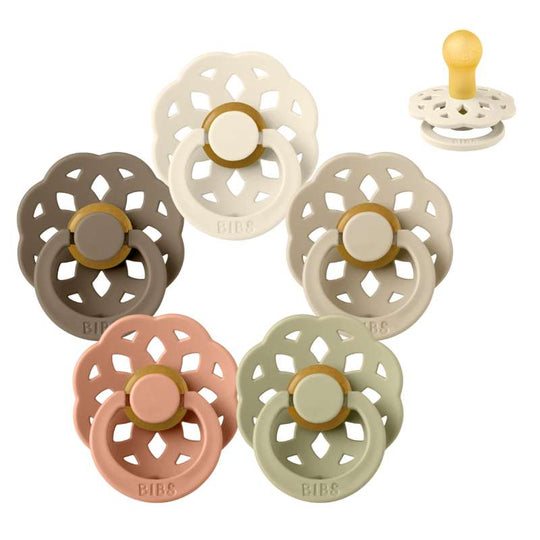 BIBS Rund Boheme Napp - Sampackning - 5 St - Stl 1 - Soft Autumn