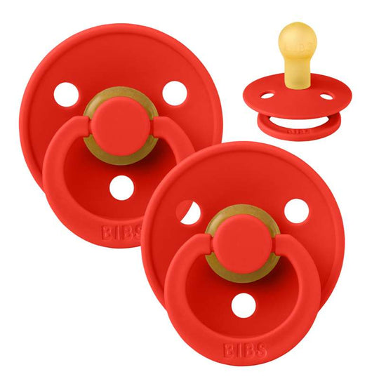 BIBS Rund Colour Napp - 2-Pack - Stl 1 - Naturgummi - Candy Apple/Candy Apple