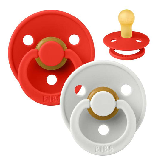 BIBS Rund Colour Napp - 2-Pack - Stl 1 - Naturgummi - Candy Apple/Haze