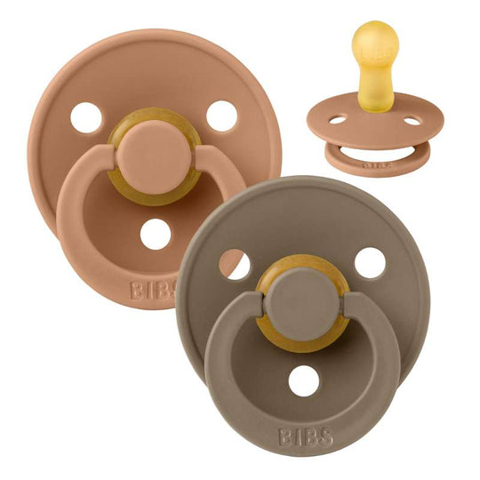 BIBS Rund Colour Napp - 2-Pack - Stl 2 - Naturgummi - Earth/Dark Oak