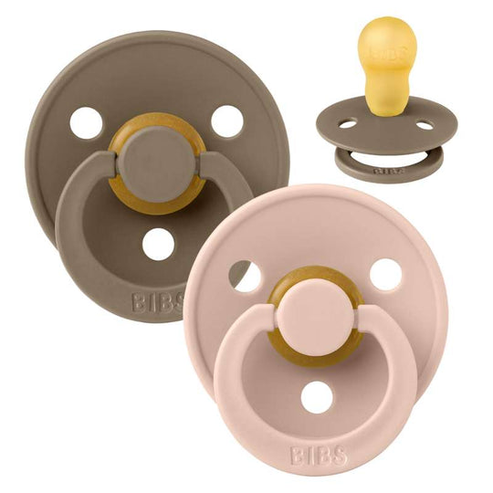 BIBS Rund Colour Napp - 2-Pack - Stl 3 - Naturgummi - Dark Oak/Blush