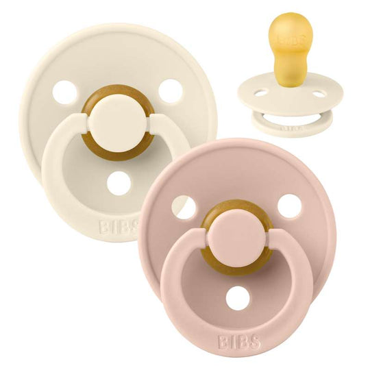 BIBS Rund Colour Napp - 2-Pack - Stl 3 - Naturgummi - Ivory/Blush