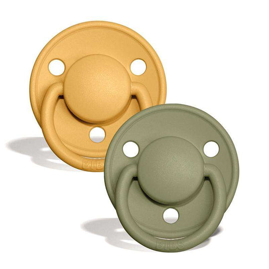 BIBS De Lux Napp - 2-Pack - Onesize - Silikon - Honey Bee/Olive