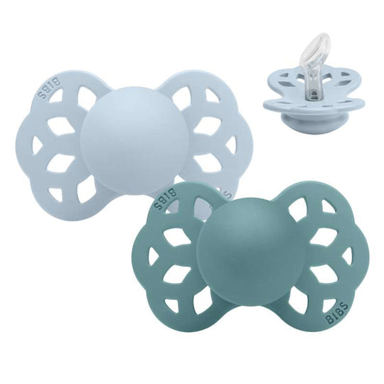 BIBS Anatomisk Infinity Sut - 2-Pak - Str. 1 - Silikone - Baby Blue/Island Sea