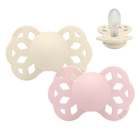 BIBS Symmetrisk Infinity Sut - 2-Pak - Str. 2 - Silikone - Ivory/Blossom