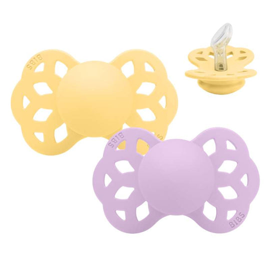 BIBS Anatomisk Infinity Sut - 2-Pak - Str. 1 - Silikone - Pale Butter/Violet Sky