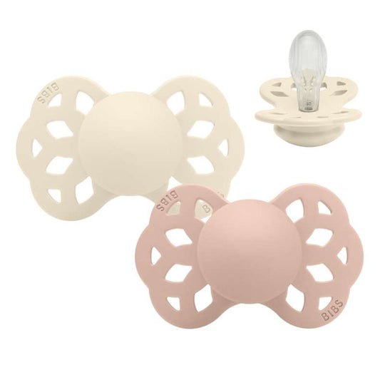 BIBS Symmetrisk Infinity Napp - 2-Pak - Stl 2 - Silikon - Ivory/Blush